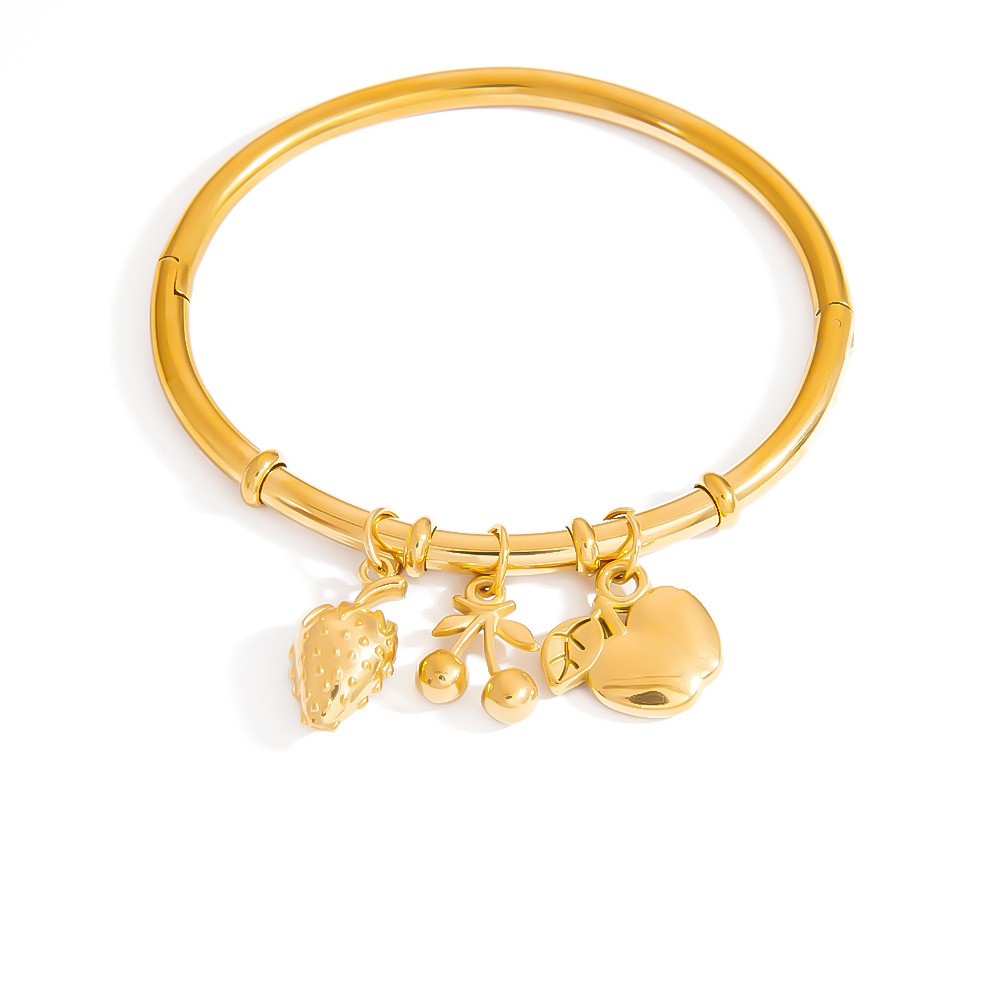 Bracelets À Breloques Pour Femmes, En Acier Inoxydable, Étanches, Couleur Or, Avec De Jolis Fruits Image6