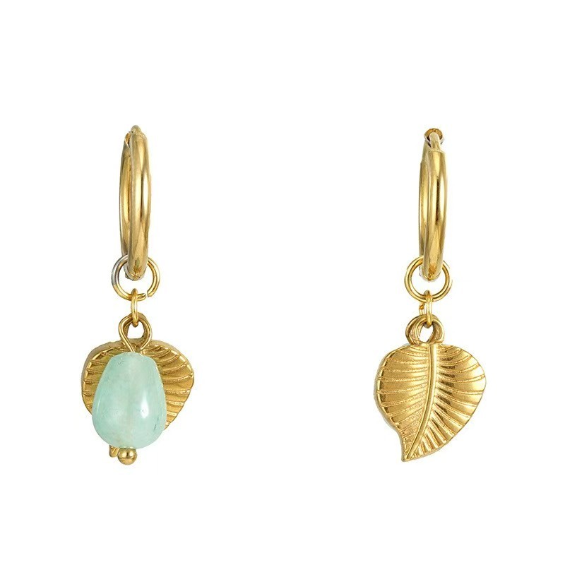 Boucles D'Oreilles Pendantes En Acier Inoxydable Doré, Imperméables, Motif Feuilles 