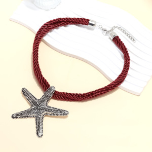 Colliers Avec Pendentif Étoile De Mer En Alliage De Corde h5 Image4