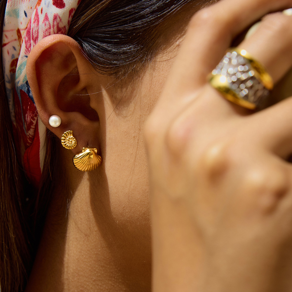 Ensembles De Boucles D'Oreilles Couleur Or En Acier Inoxydable Ins Style Image5