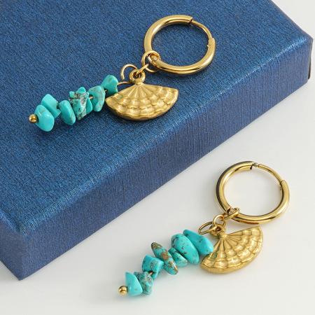 Boucles d'oreilles pendantes classiques en acier inoxydable étanche couleur or 2