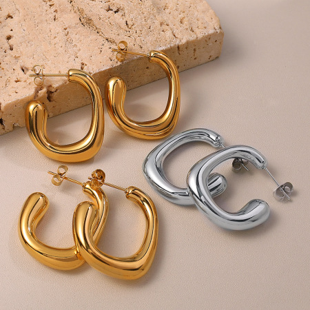 Boucles d'oreilles puces simples en acier inoxydable imperméable couleur or