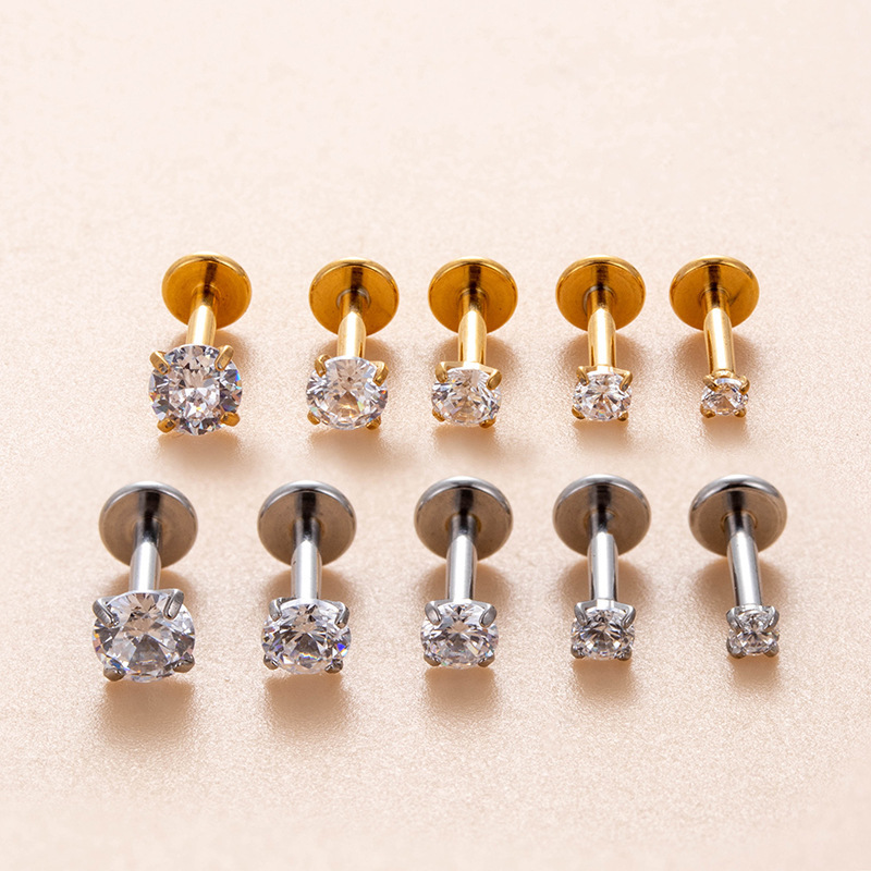 Boucles D'Oreilles Piercing En Acier Inoxydable Couleur Or 1 Pièce Image4