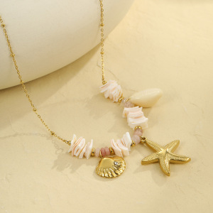 Colliers Pendentifs Pour Femmes, Design Créatif, Coquillage, Étoile De Mer, Couleur Or h5 Image4