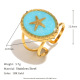 Bague ouverte ovale en forme d'étoile de mer en forme de goutte d'huile - Or Image2