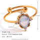 Bague ajustable en forme de larme d'opale - Or et bleu Image4