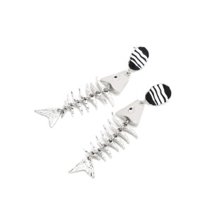 Boucles D'Oreilles Pendantes En Alliage En Forme D'Arête De Poisson h5 Image4