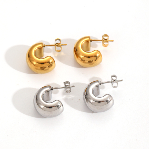 Boucles D'Oreilles Puces Simples En Acier Inoxydable Imperméable Couleur Or h5 Image5