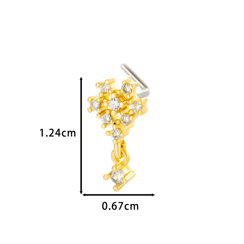 1 Pièce De Clou De Nez En Forme De Fleur En Cuivre Doré Et Zircon Pour Femme Image2