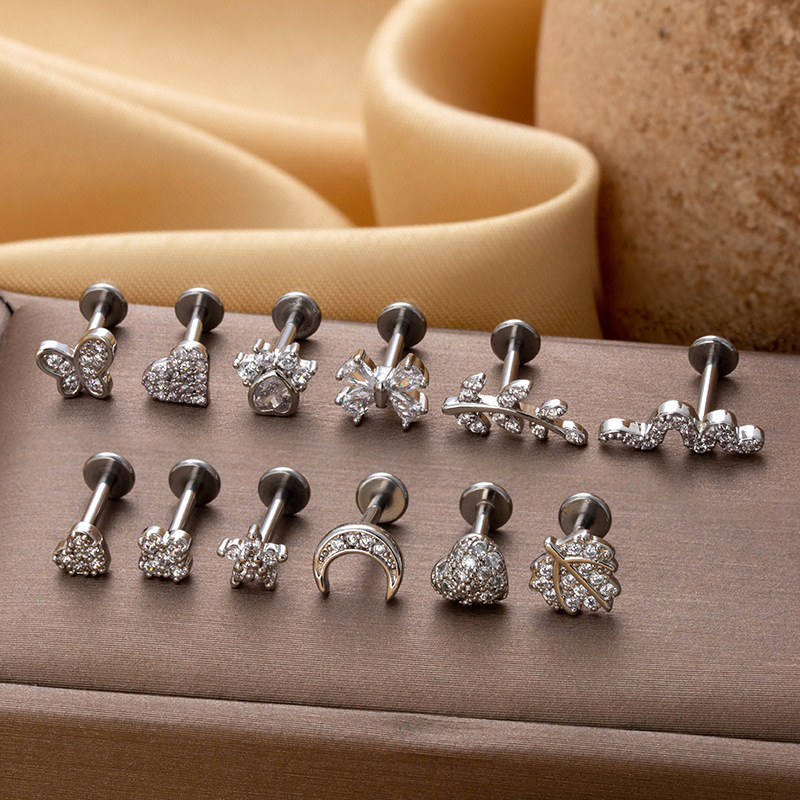 1 Pièce De Boucles D'Oreilles Simples En Forme De Cœur, Couleur Cuivre Et Or, Zircone Cubique, Pour Femme h5Image6