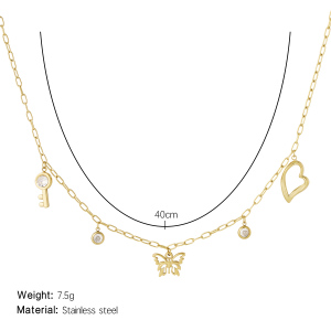 Colliers Pendentifs Pour Femmes En Acier Inoxydable Doré, Brillant Et Étanche, Orné D'Un Papillon h5 Image2