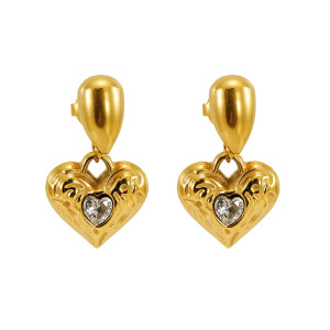 Boucles D'Oreilles Pendantes Rétro En Acier Inoxydable Doré, Imperméables, En Forme De Cœur h5 
