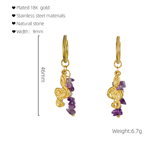 Boucles D'Oreilles Pendantes En Acier Inoxydable Étanche Couleur Or h5 Image2
