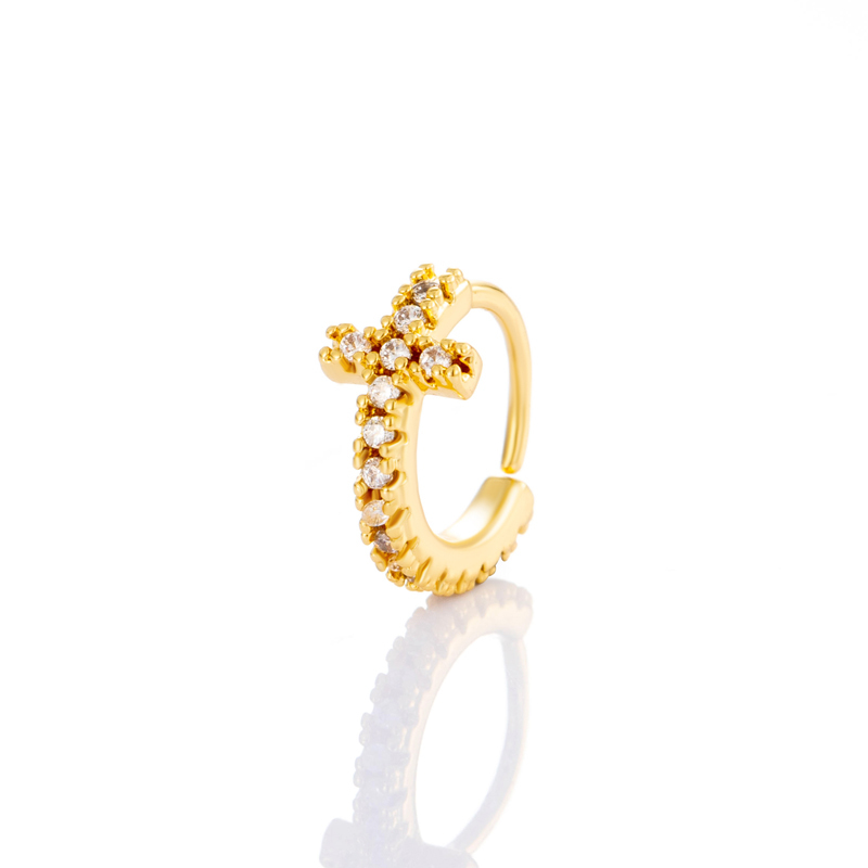 1 Pièce Délicate Croix Cuivre Couleur Or Zircon Nez Pour Femme 