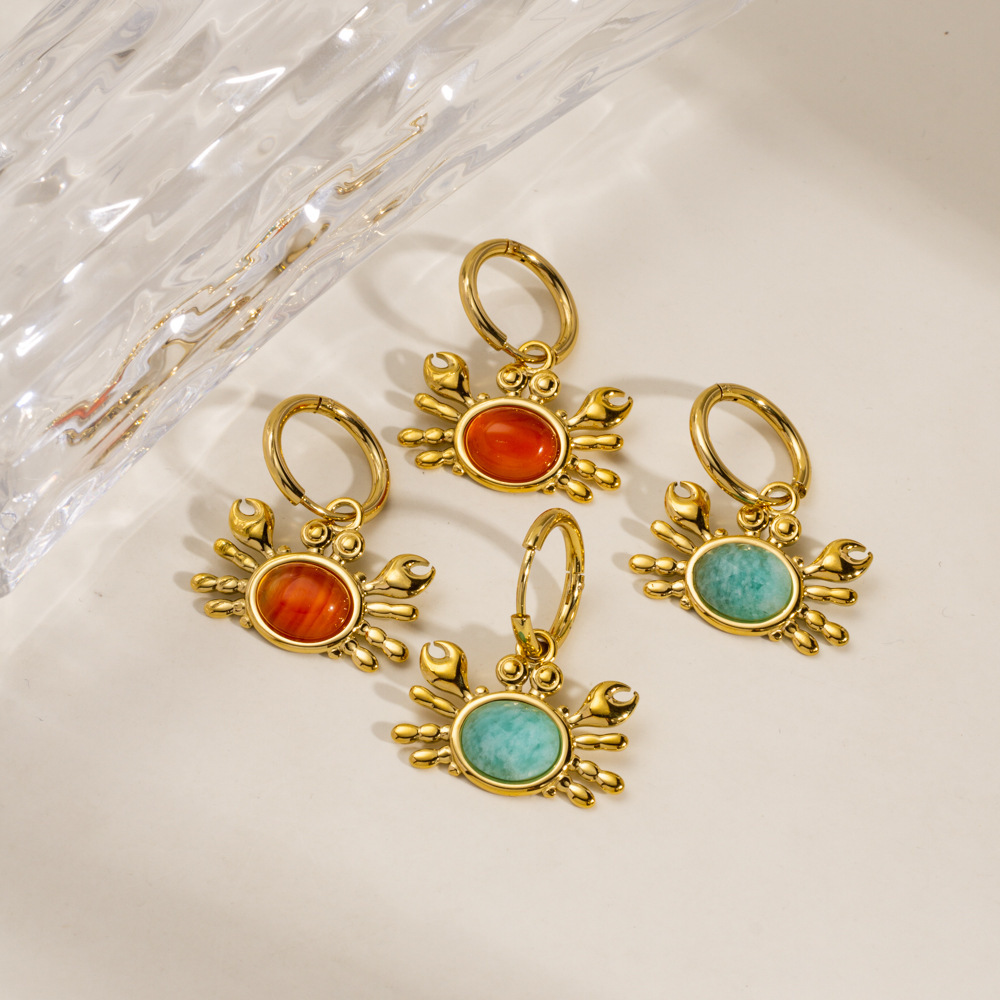 Boucles D'Oreilles Crabe En Acier Inoxydable Étanche Ocean Series Pour Femmes Image3