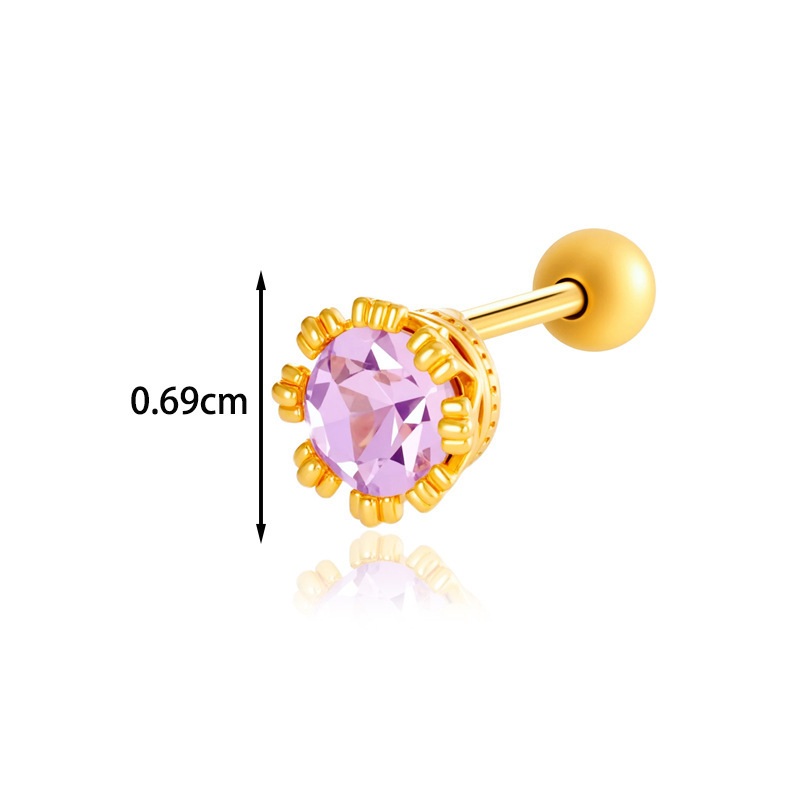 1 Pièce De Boucles D'Oreilles Piercing Pour Femme En Forme De Cœur Simple, Couleur Cuivre Et Or, Zircone h5Image2