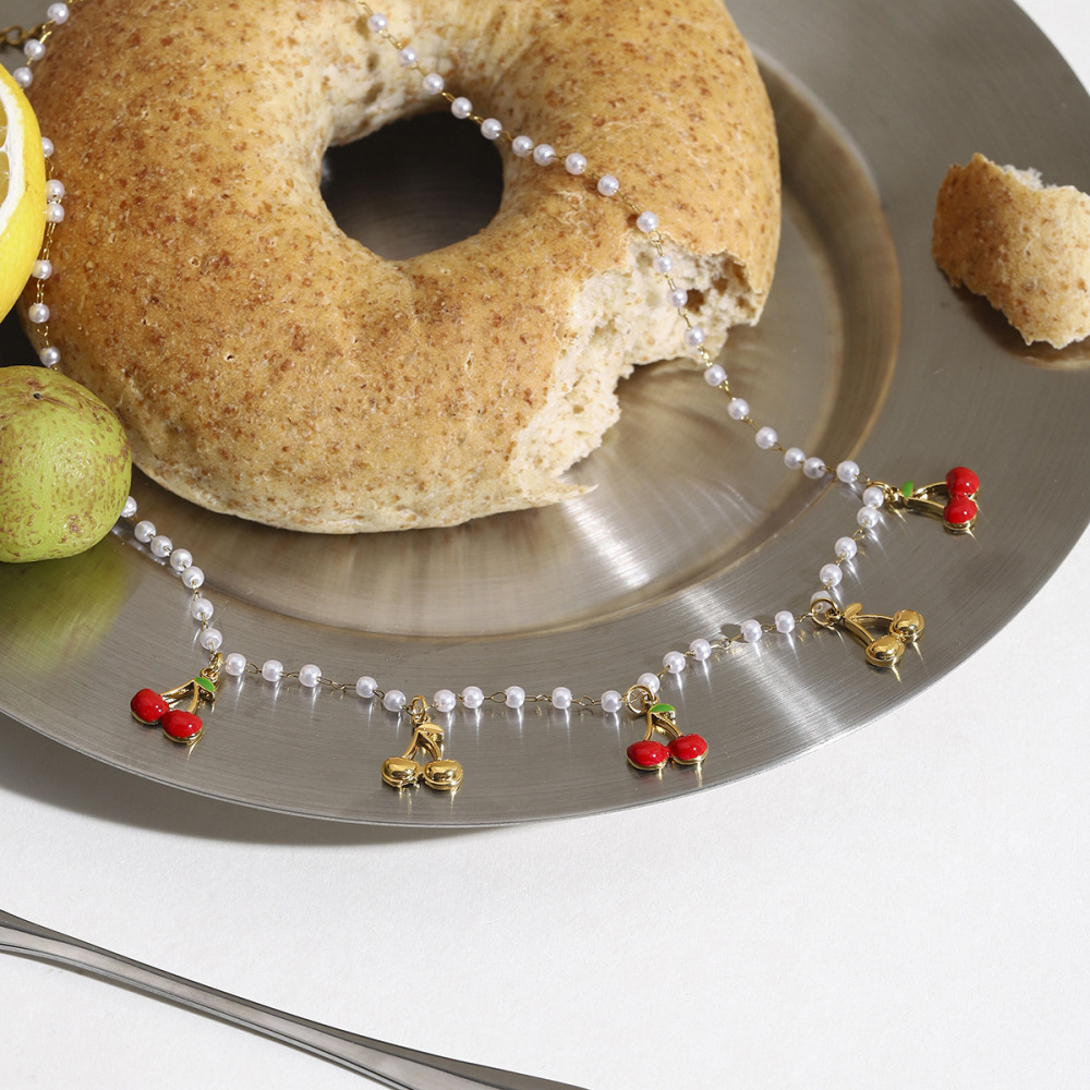Collier Pendentif Sweet Cherry En Acier Inoxydable Étanche Couleur Or Image6