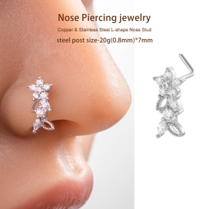 1 Pièce De Clou De Nez En Forme De Fleur En Cuivre Doré Et Zircon Pour Femme h5 Image7