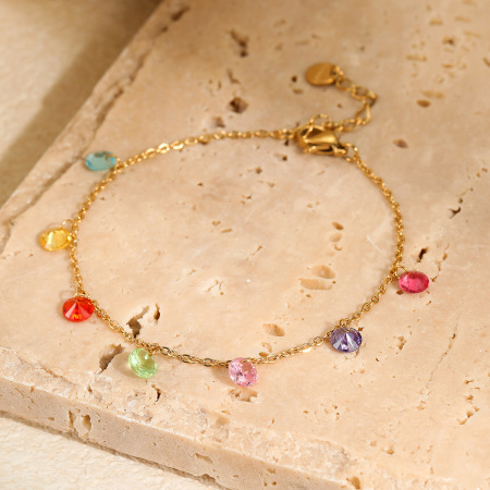 1 paire de bracelets à maillons pour femmes, collection Simple Series Sweet Chain, en acier inoxydable étanche, couleur or. 2