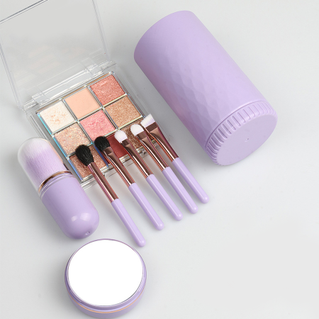 Ensemble de pinceaux de maquillage portables avec miroir pour femmes