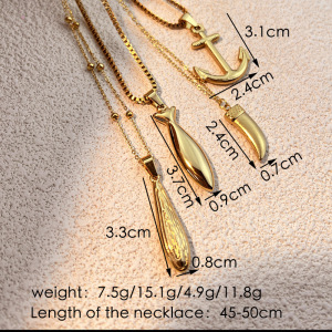 Collier Pendentif Étanche En Acier Inoxydable Couleur Or (1 Pièce) h5 Image3