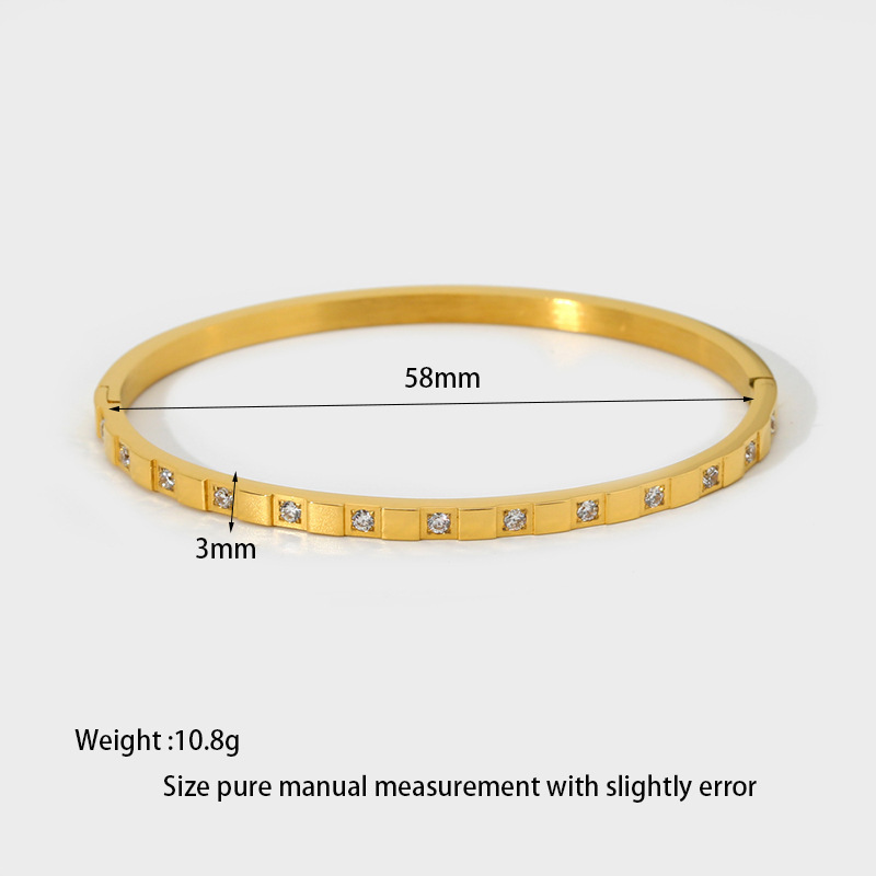 Bracelet Jonc Pour Femme Simple Series Daily Geometric En Acier Inoxydable Doré Étanche 
