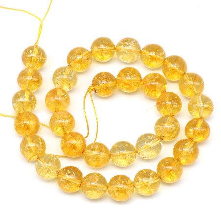 1 chaîne de perles de bijoux en cristal de pierres naturelles de citrine annulaire classique