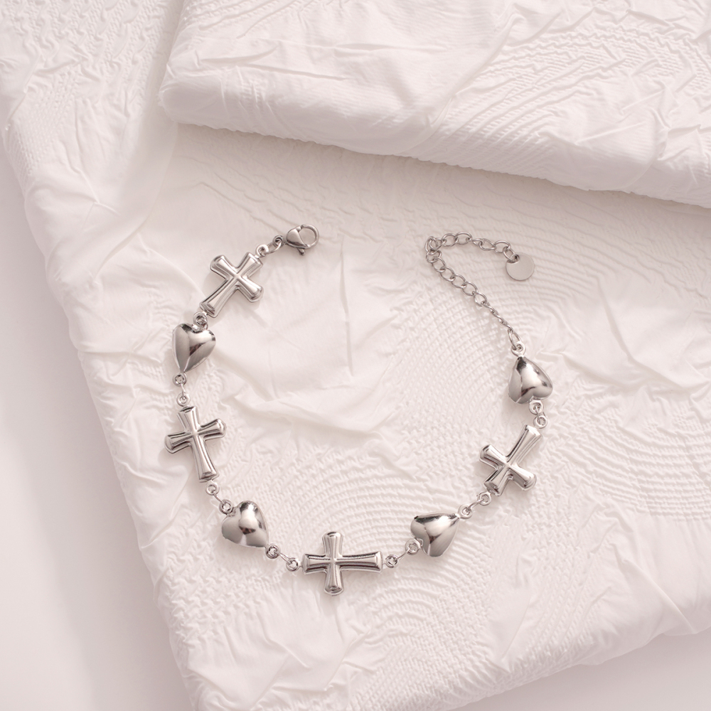 Bracelets À Breloques Classic Cross Daily Pour Femmes, En Acier Inoxydable Étanche, Couleur Or h5Image4