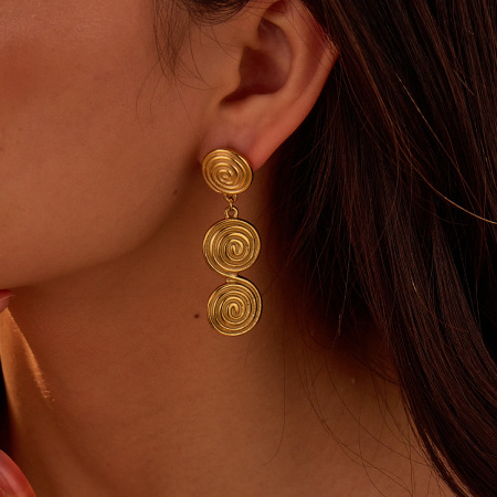 Boucles d'oreilles pendantes pour femme, style géométrique simple, en acier inoxydable étanche, couleur or (1 paire).