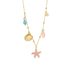 Colliers À Pendentif Classiques En Forme D'Étoile De Mer Colorée Dorée Pour Femmes h5 