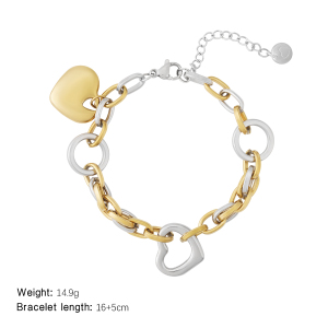 Bracelets À Breloques Pour Femmes En Acier Inoxydable Étanche, Couleur Or, Motif Cœur Radieux h5 Image2