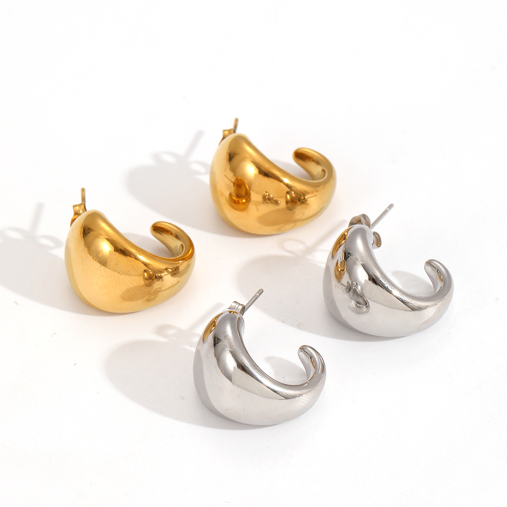 Boucles D'Oreilles À Tige En Acier Inoxydable Couleur Or Ins Style Image4
