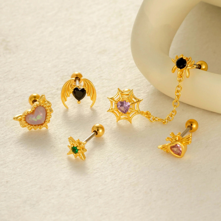 Boucles d'oreilles à tige délicates en acier titane et zircon pour femme, 1 pièce