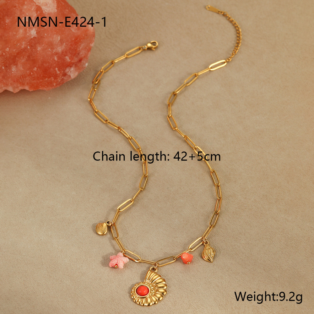 Colliers Pour Femmes En Acier Inoxydable Étanche, Collection Ocean Series, Design Simple h5Image2