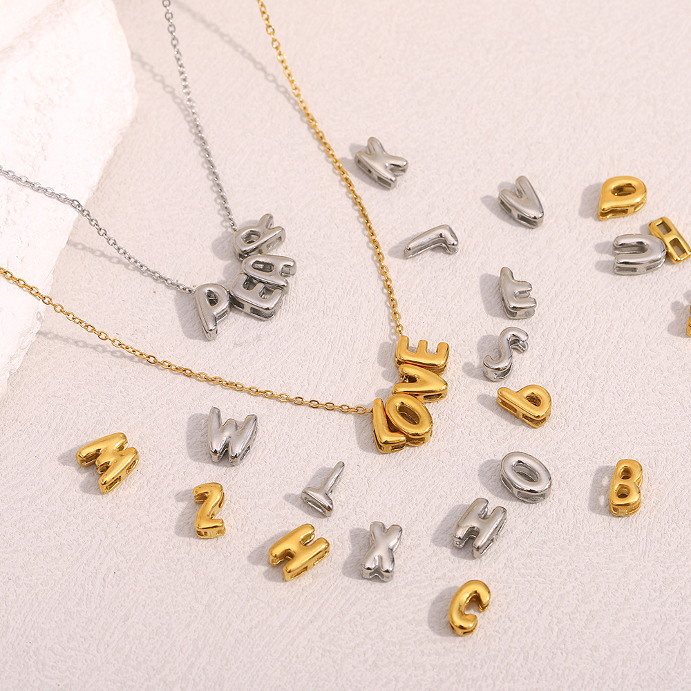 Pendentif Femme Étanche En Acier Inoxydable, Collection Simple Series Diy Fashion Letter Image3