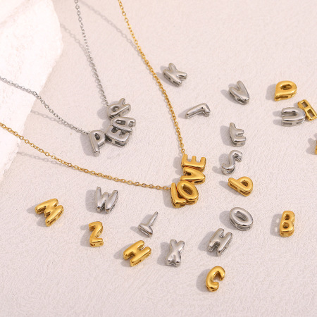 Pendentif Femme Étanche En Acier Inoxydable, Collection Simple Series Diy Fashion Letter 2