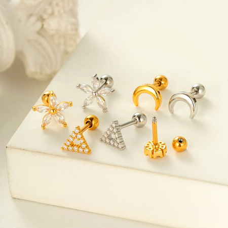 Boucles d'oreilles piercing en forme de cœur, couleur cuivre et or, 1 pièce 2