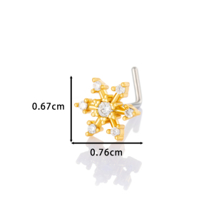 1 Piercing De Nez Flocon De Neige En Cuivre Doré Et Zircon Pour Femme h5 Image2
