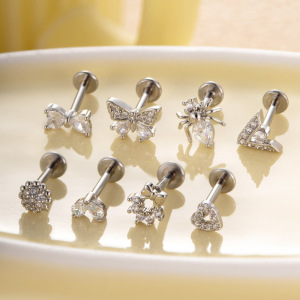 1 Pièce De Boucles D'Oreilles Simples En Forme De Nœud Papillon Quotidien, Couleur Cuivre Or Et Zircon, Pour Femmes h5 Image6