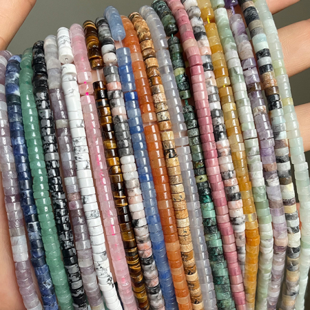 1 chaîne de perles de clairon en pierre naturelle (diamètre : 2 x 4 mm) 2
