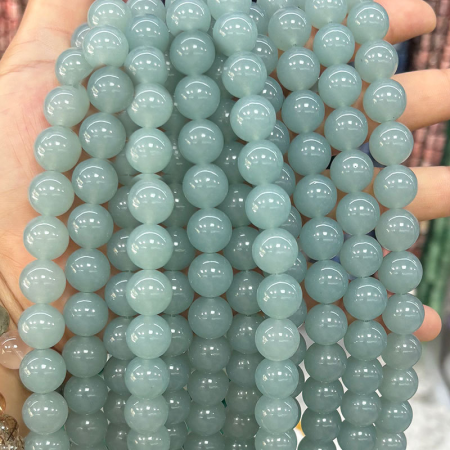 1 chaîne de perles de bijoux en pierres naturelles annulaires vertes transparentes