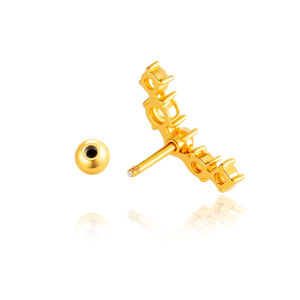 1 Pièce De Boucles D'Oreilles Piercing Pour Femme En Forme De Cœur Simple, Couleur Cuivre Et Or, Zircone h5 Image7