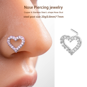 1 Pièce De Piercing De Nez En Forme De Cœur En Cuivre Doré Et Zircon Pour Femme h5 Image7