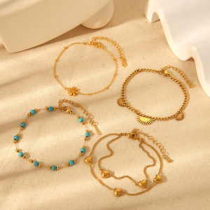 Bracelets Simple Series Daily Heart En Acier Inoxydable Étanche Couleur Or h5 Image2