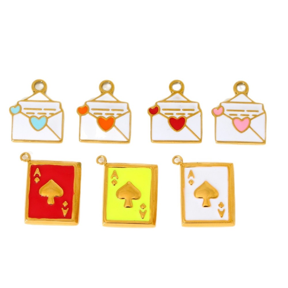 1 Paire De Pendentifs Pour Femme En Acier Inoxydable Doré, Collection Romantique « Sweet Heart » Image5