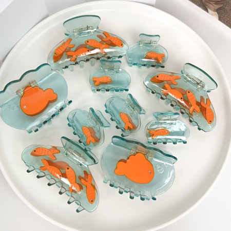 Pinces à cheveux mignonnes en acétate pour femmes, mini-poissons 2