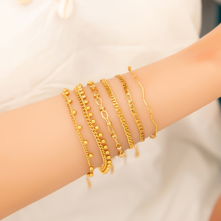 Bracelets à maillons étanches en acier inoxydable doré, collection Simple Series Daily DIY pour femmes