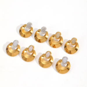 Boucles D'Oreilles À Tige Géométriques Rétro En Acier Inoxydable Couleur Or h5 Image5