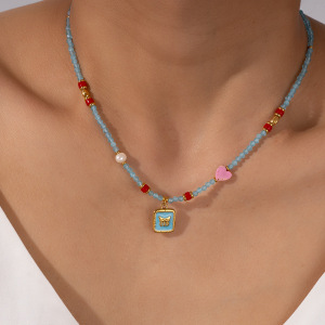Colliers Pendentifs Pour Femmes En Acier Inoxydable Imperméable Avec Perles Papillon Exquises h5 Image7