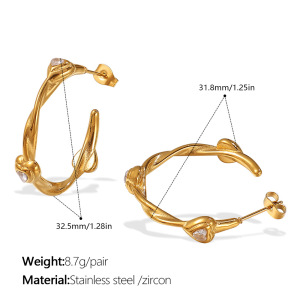 Boucles D'Oreilles Créoles En Acier Inoxydable Doré, Couleur Cœur, Étanches. h5 
